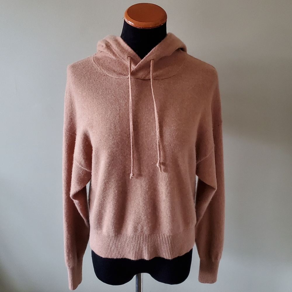Aritzia Soft Pink Hooded Cashmere-Blend Sweater